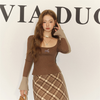 【清仓特惠】OLIVIA DUO二代格子裙毛呢包臀半身裙女显瘦气质短裙