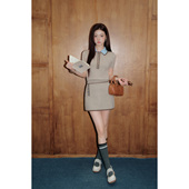 现货 OLIVIA DUO撞色polo领上衣2026春季 新款 翻领羊毛针织衫