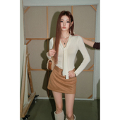 现货 纯欲风修身 OLIVIA DUO系带羊毛衫 法式 显瘦V领长袖 上衣