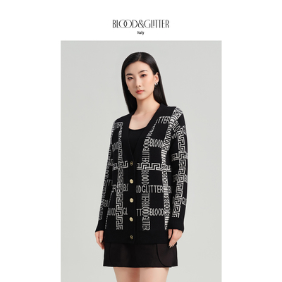 羊毛轻奢风老花提花宽松毛衣开衫