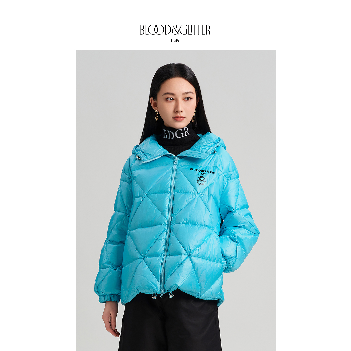 连帽短款小个子90白鹅绒羽绒服