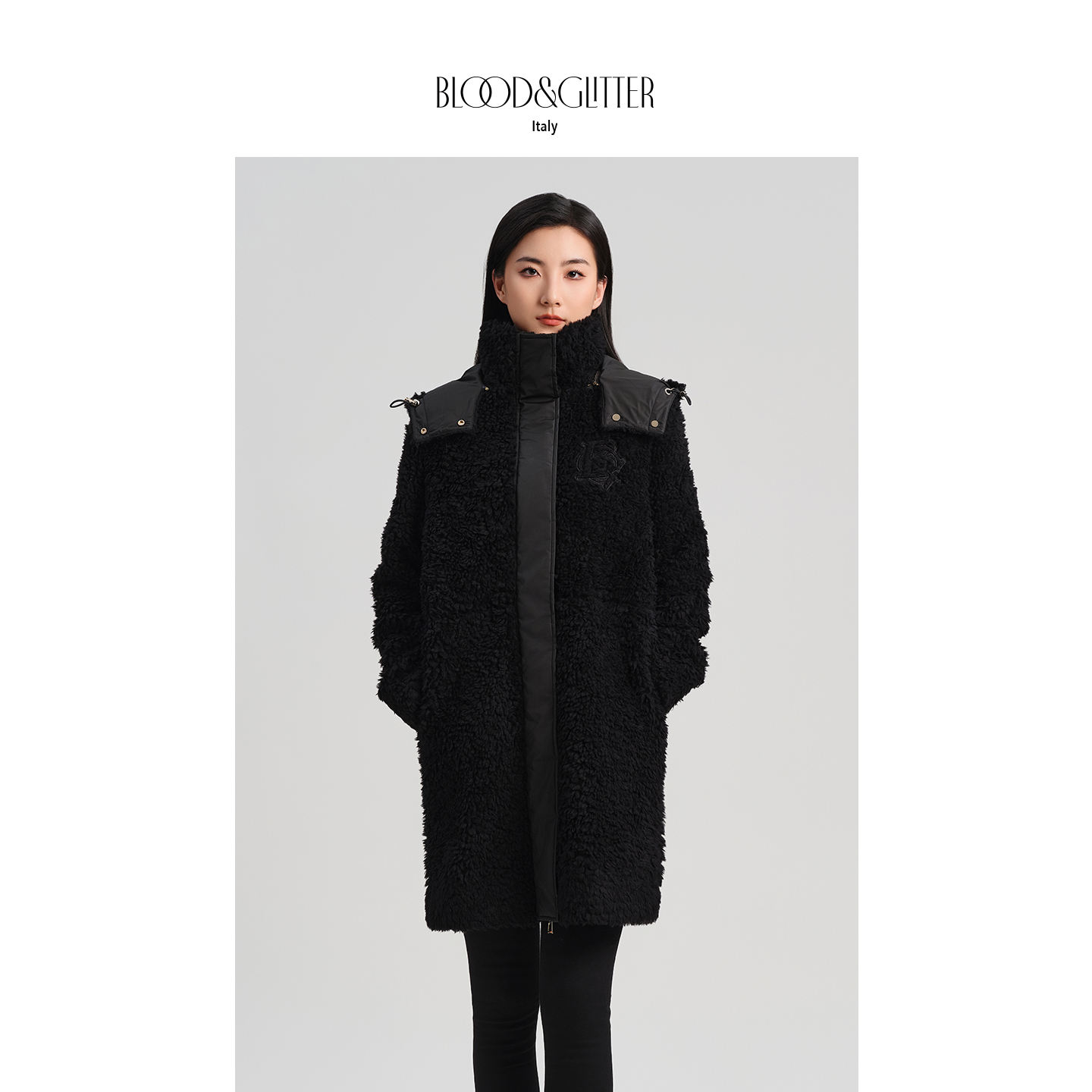 厚款软糯中长款连帽羊羔绒大衣