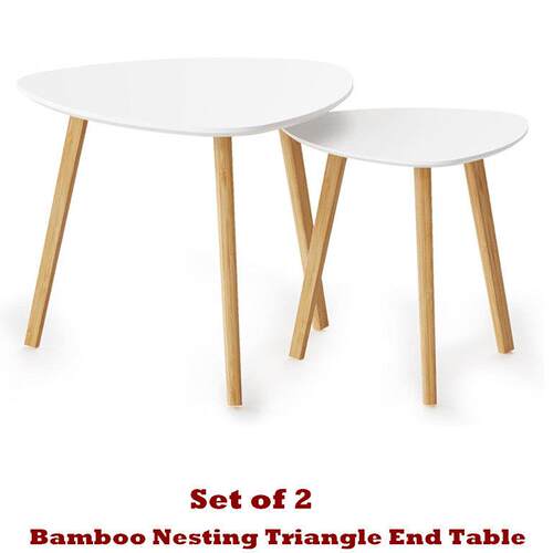 Bamboo Nesting Triangle End Table Coffee Table Side Table