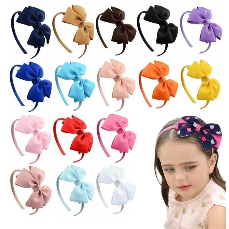 1Piece Solid colors Cute Bowknot Hair Band For Baby Girls