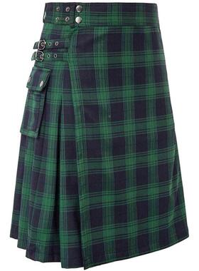 Men Classic Plaid Scottish Kilt 苏格兰节日裙男装格纹撞色