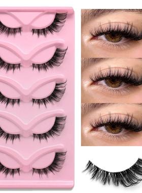 5 pairs Cat Eye Lashes Faux Mink Eyelashes Clear Band Lashes
