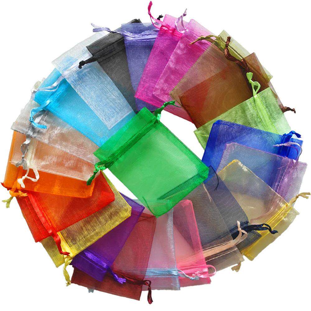 25/50/100pcs Organza Gift Bag Multicolor Drawstring Pouches