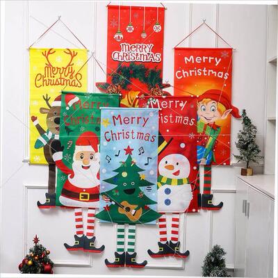 Christmas hanging cloth elk Santa Claus flag圣诞海报挂旗
