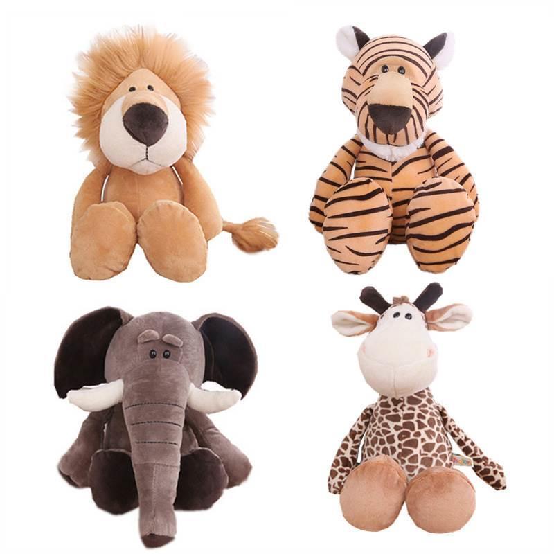 Stuffed Plush Animals Toys Soft Dolls Jungle Lion Elephant T
