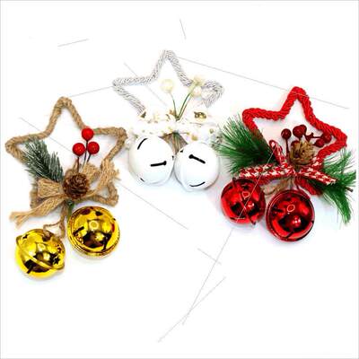 Christmas Pentacle bell pendant diy bow bell pendant圣诞