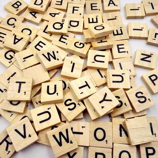 100Pcs Wooden Alphabet Scrabble Tiles Black Letters & Number