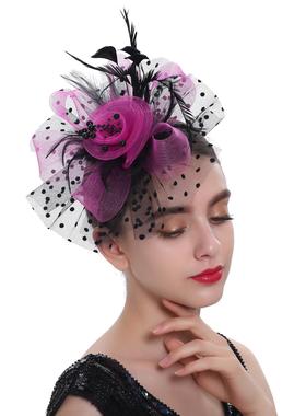 Vintage Women Feather Flower Fascinator Hat Ladies Hair Acce
