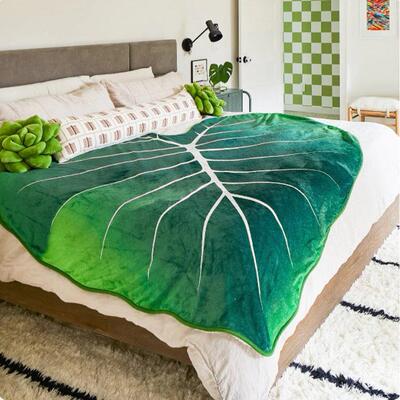 Large Leaf Blanket Soft Leaves Flannel Gloriosum Leaf Blanke