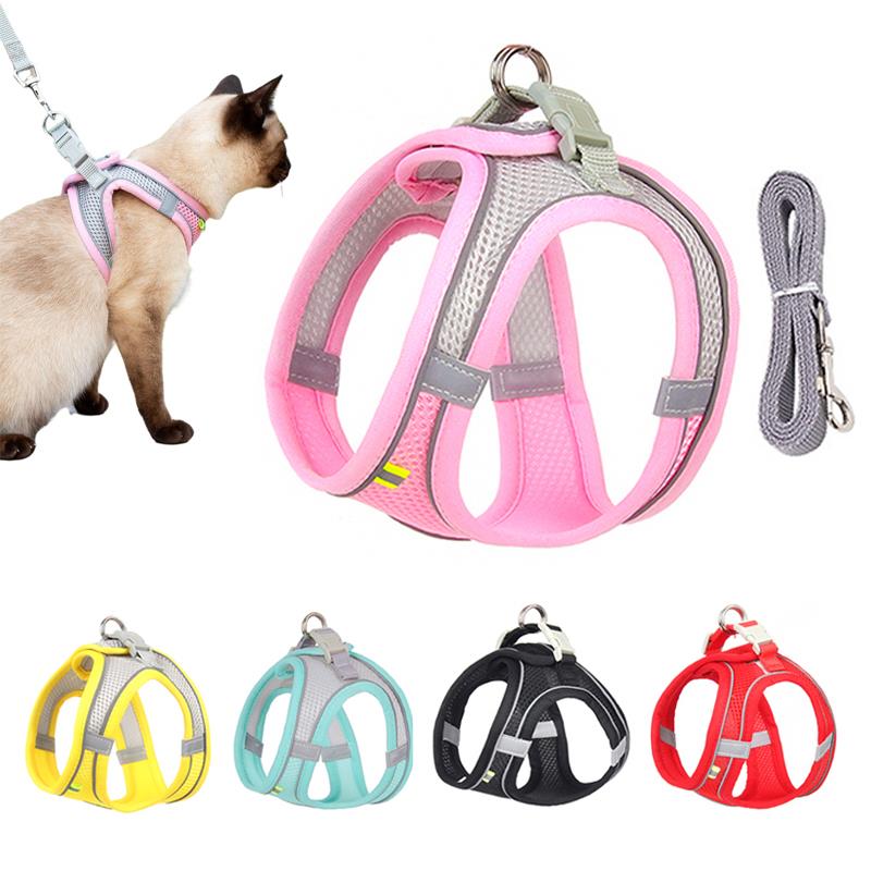 Escape Proof Cat Harness and Leash Set Mesh Dog Harness Vest