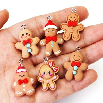 10pcs Christmas Gingerbread Man Biscuits Charms Resin Cookie