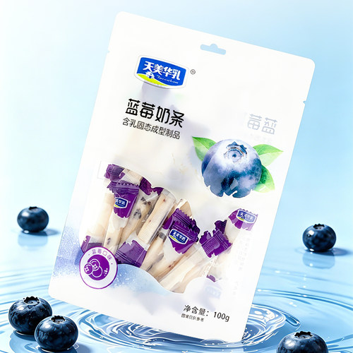 天美华乳芒果蓝莓草莓奶条100g