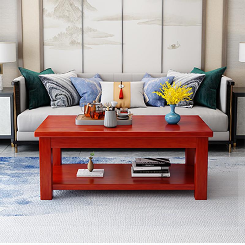 实木茶几家用客厅中式茶桌小户型双层可储物办公室桌子原木泡茶台