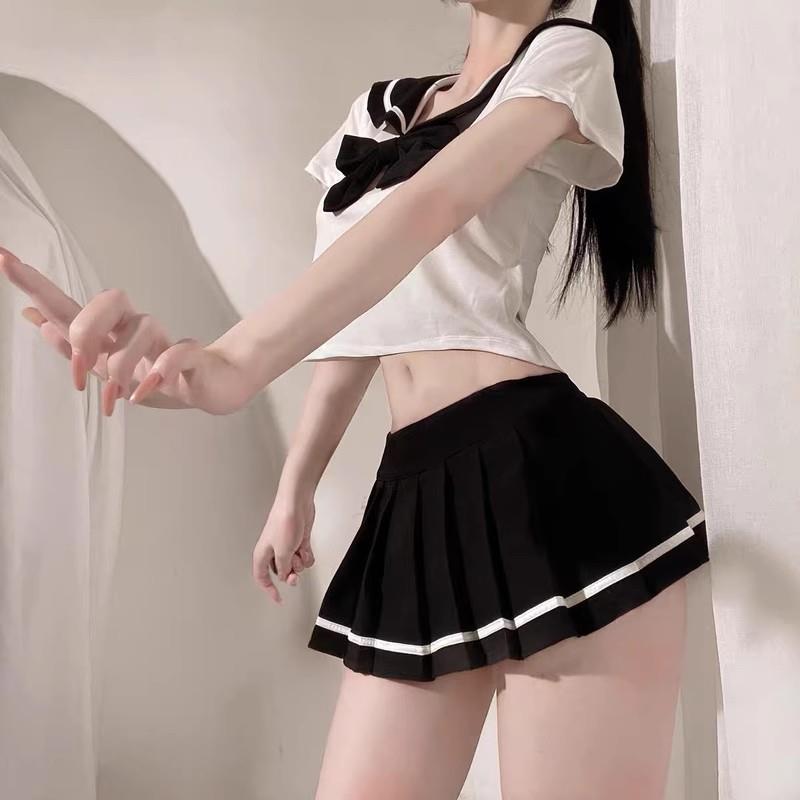 性感睡衣蝴蝶结COS装学院JK制服超短裙校服甜美纯欲qqny情趣套装