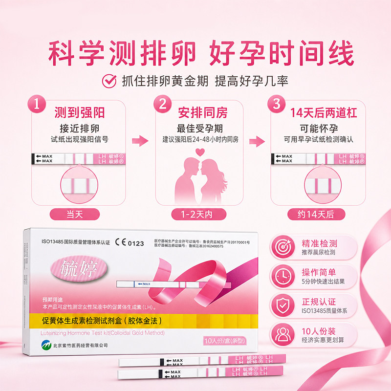备孕好孕排卵试纸毓婷半定量精准检测当月测到强阳安排同房就中t