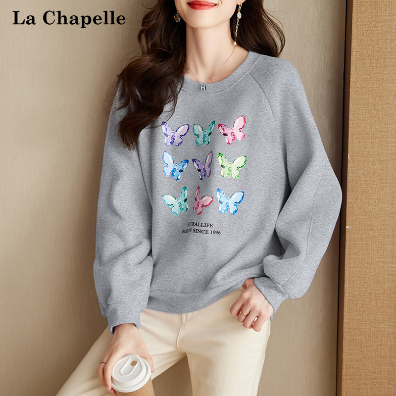 拉夏贝尔/La Chapelle秋冬季圆领宽松显瘦印花套头打底卫衣上衣女使用感如何?
