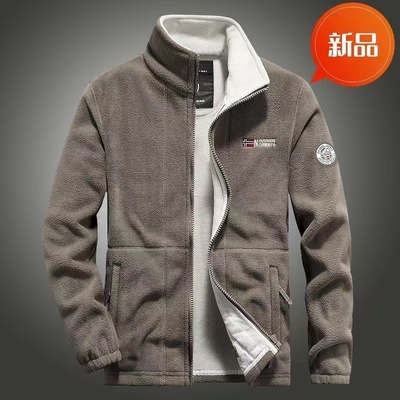 出口挪威订单双面摇粒绒夹克外套男女款加绒加厚抓绒衣秋冬款男