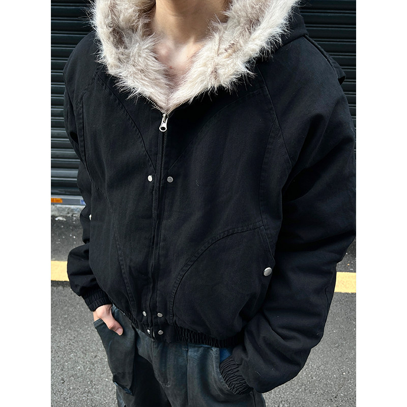 逃离光复南 复古cleanfit毛领棉服夹克男女潮ins冬季加厚工装外套