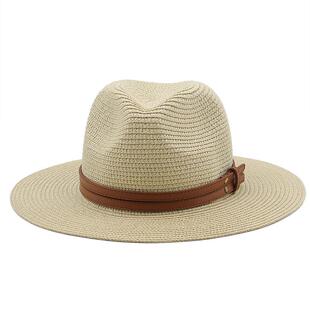 Straw Hat Beach Sun Cap 男女草帽礼帽户外沙滩防晒遮阳爵士帽夏