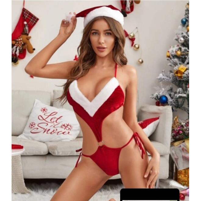 One-piece Christmas clothes women red sexy lingerie