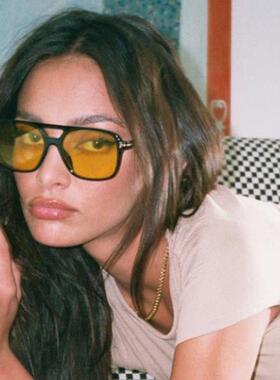 Vintage Yellow Lens Square Sunglasses Women Luxury T Brand O