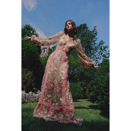 Women Summer Long Beach Dress Long Sleeve V Neck Backless Se