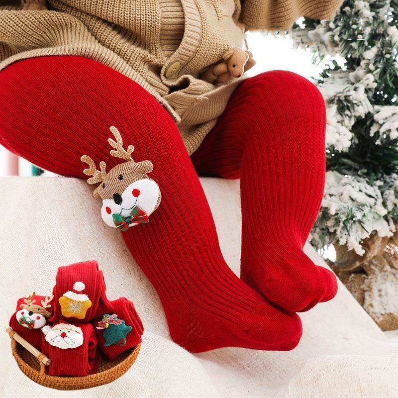 0-6Yrs Children Cartoon Christmas Tights Soft Cotton Baby Gi