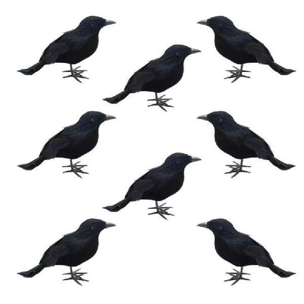 Halloween Scene Decoration Realistic Black Feathered Crow