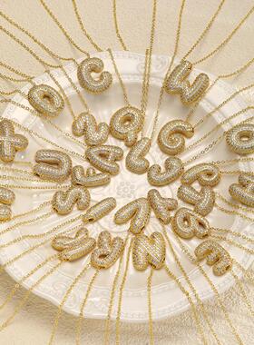 26 English letter necklace for women26个英文字母满钻铜项炼女