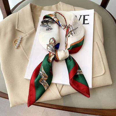 Luxury Brand Silk Satin Head Scarf For Women Animal Animal K