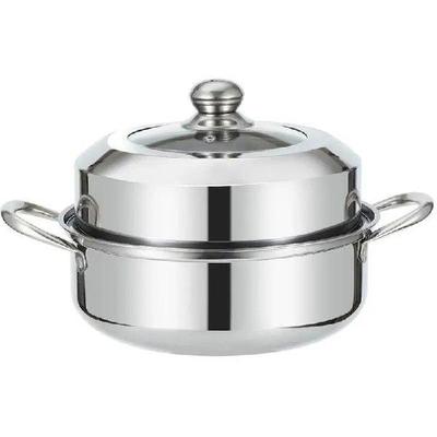 1 Set 28cm Stainless Steel Two Layer Thick Steamer Pot Soup
