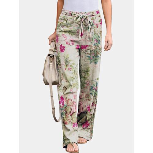 Cotton Linen Casual Comfortable Elastic Waist Women
