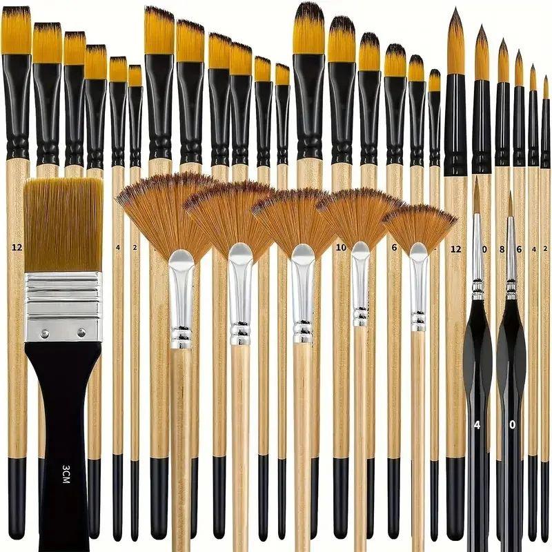32Pcs Paint Brush Set for Acrylic Painting Premium Nylon Bri
