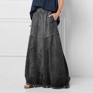 Plus-size loose denim skirt 大码女装宽松松紧腰韩版牛仔半身裙