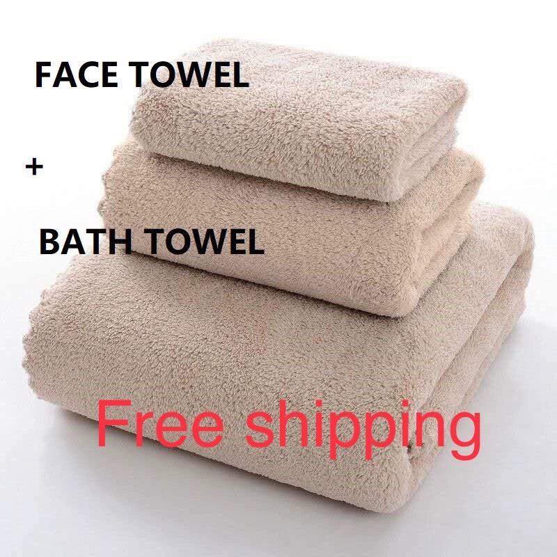 promotion 浴巾 face towel + bath towel set shower towel 2pcs