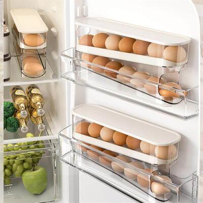 Bilayer Fridge Egg Storage Box Automatic Rolling Eggs Holder