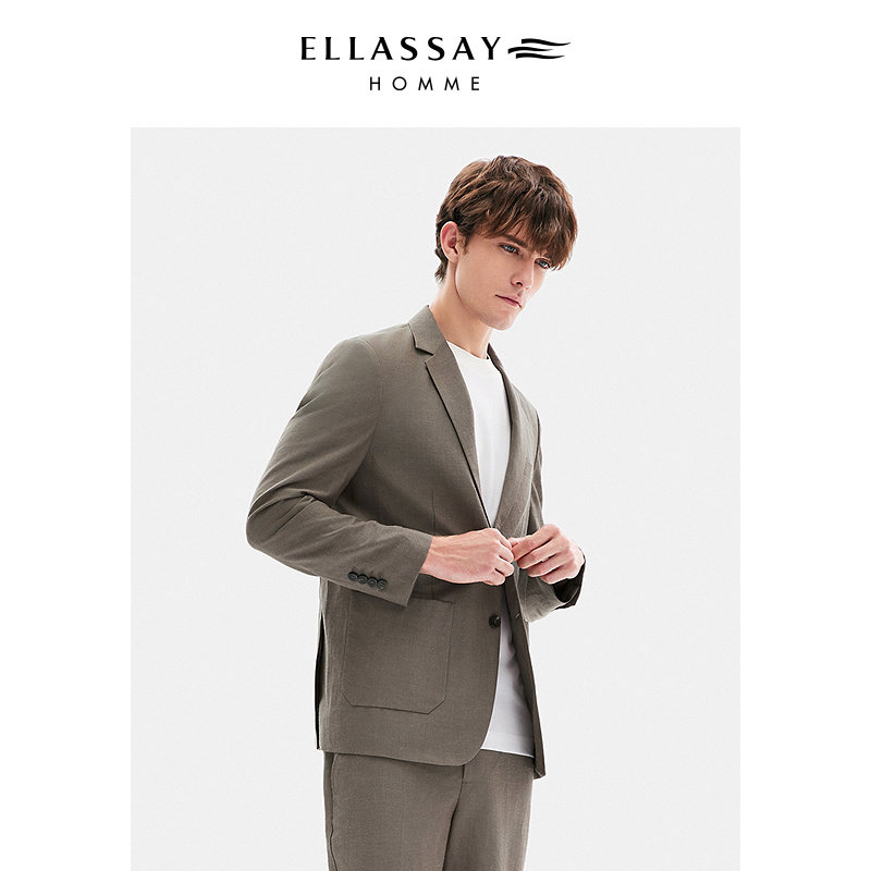 ELLASSAY歌力思男装羊毛苎麻商务休闲西装老钱风外套EME362T01300