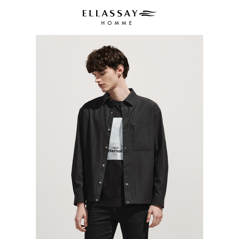 ELLASSAY歌力思男装棉混纺翻领外套百搭休闲长袖夹克EME341T01700