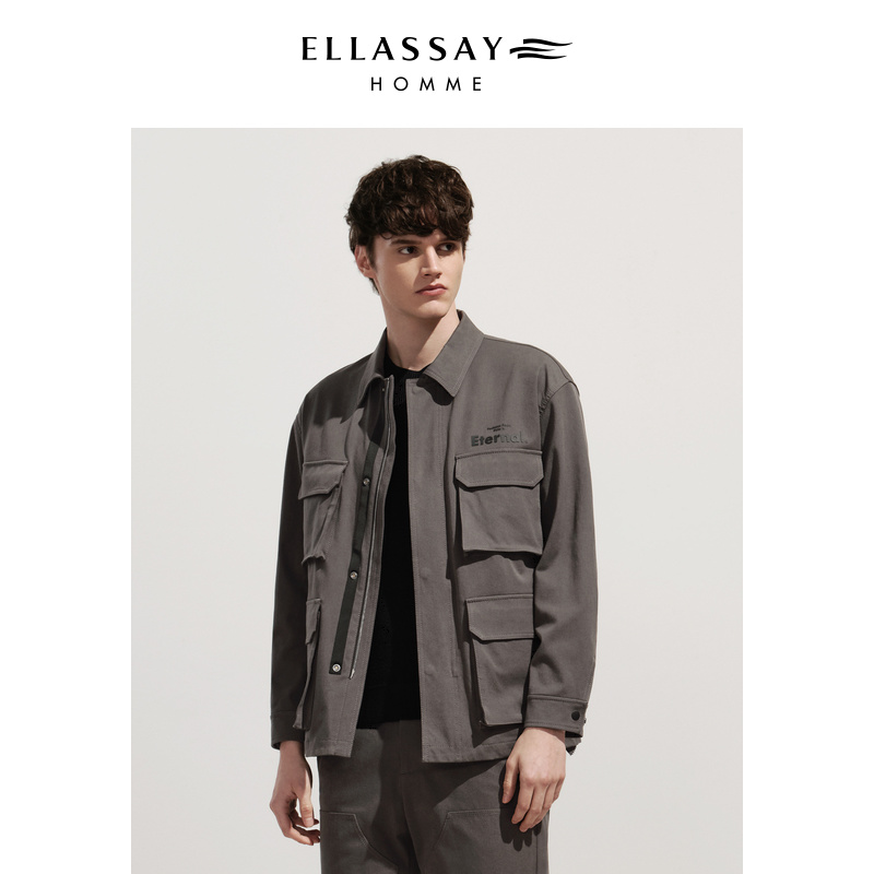 ELLASSAY歌力思男装logo印花四贴袋工装风夹酷帅外套EME341T03800