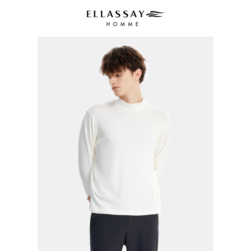 ELLASSAY歌力思男装棉莫代尔混纺半高领针织长袖打底EME343Z04700