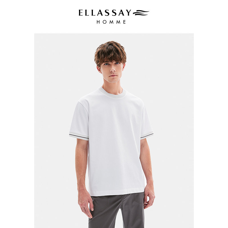 ELLASSAY歌力思男装25年夏纯棉圆领T恤简约风短袖EME362Z03400