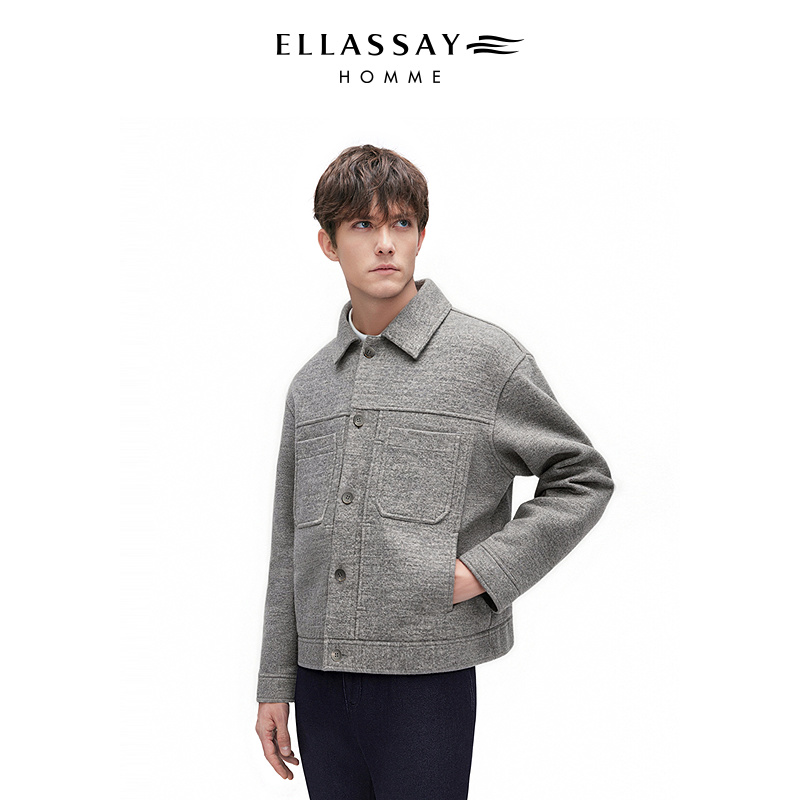 ELLASSAY歌力思男装25年新款羊毛混纺零压舒适外套EME371W03700