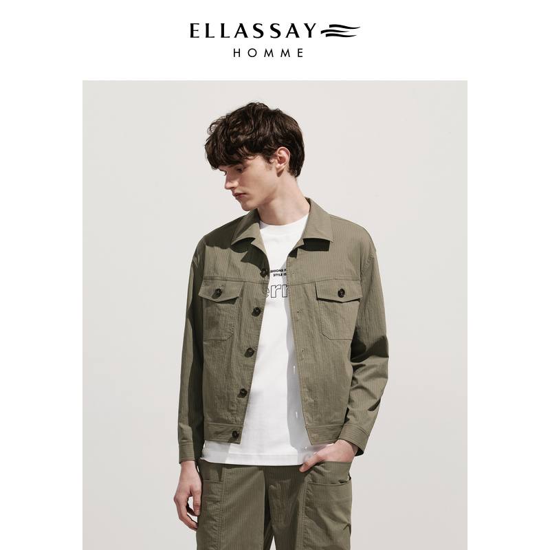 ELLASSAY歌力思男装快干条纹提花经典休闲百搭夹克EME341T01400