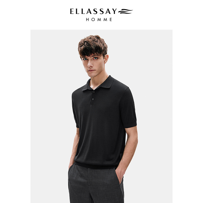 【100%桑蚕丝】ELLASSAY歌力思男装高织针织POLO衫男EME353M02200