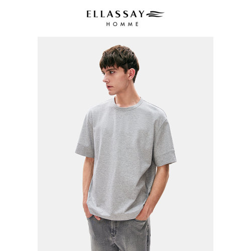 ELLASSAY男装夏季珠地棉混纺T恤