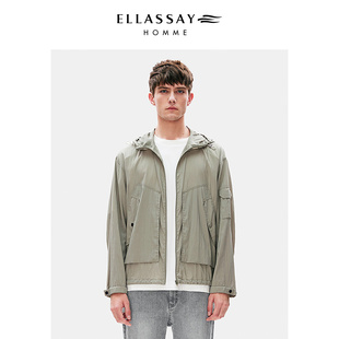 ELLASSAY歌力思男装登山羊毛混纺超轻连帽长袖外套男士